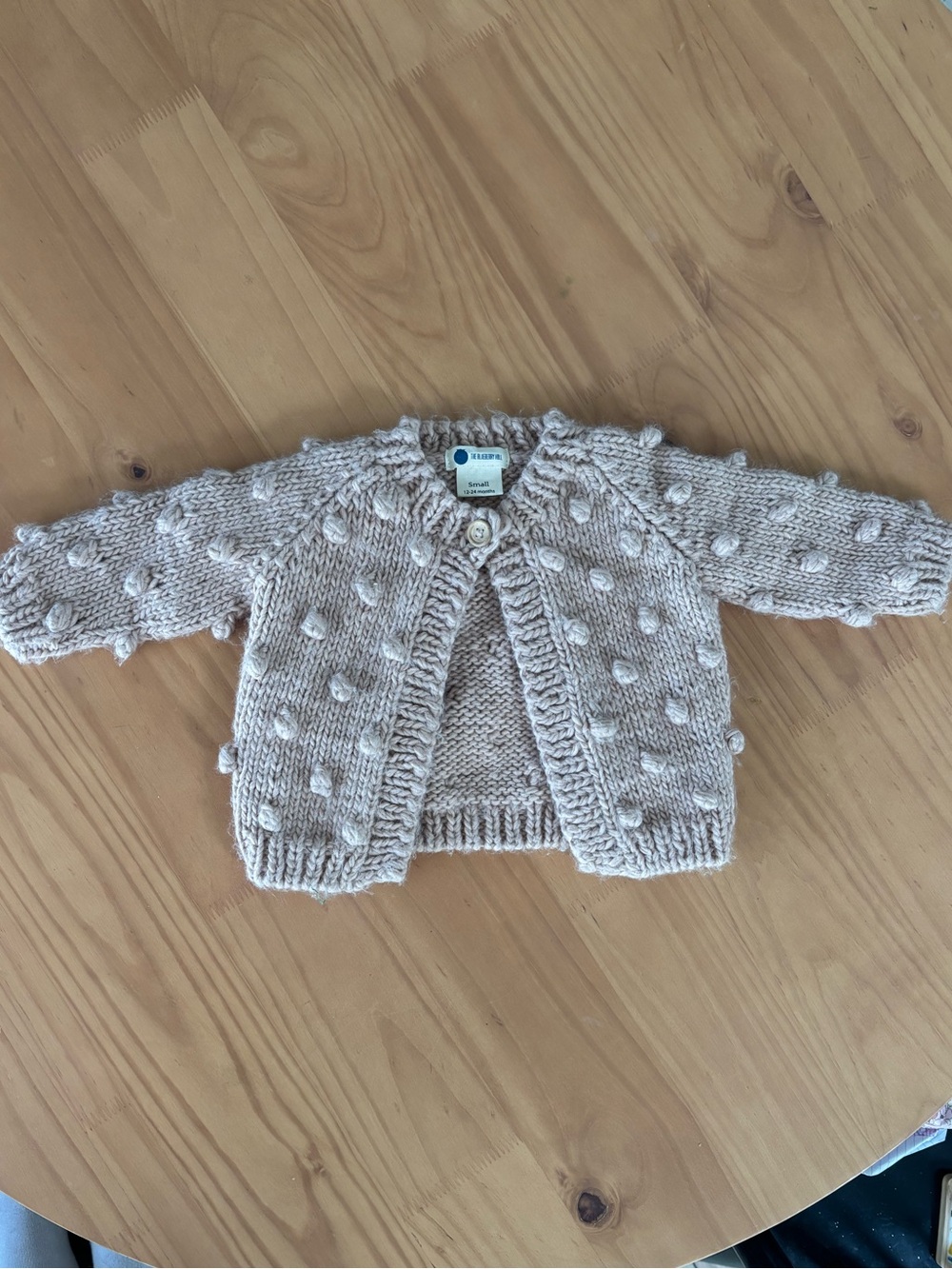 Hand-Knit Style Baby Cardigan Jacket in Light Pink
